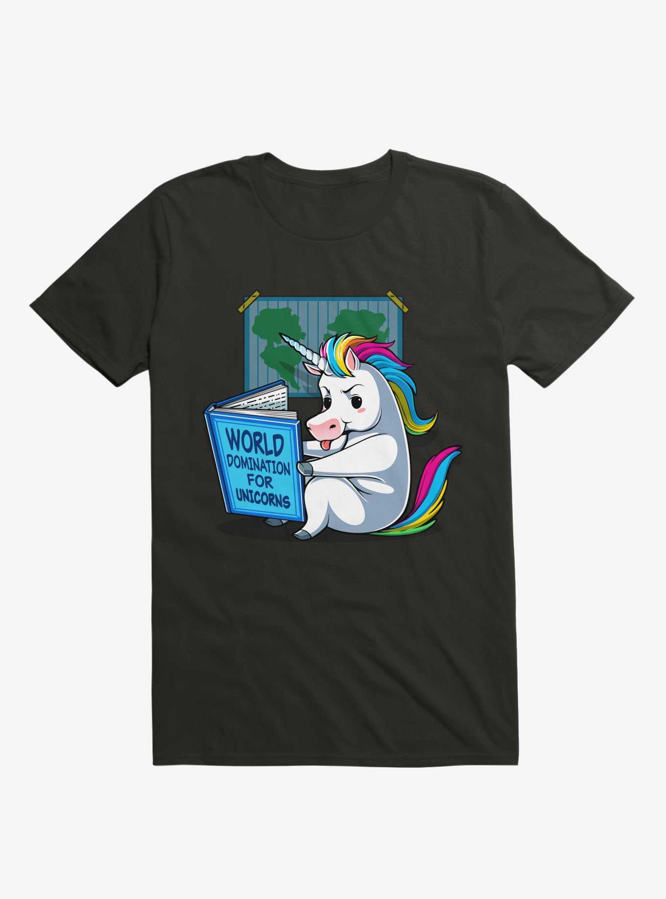 World Domination For Unicorns Black T-Shirt, , hi-res