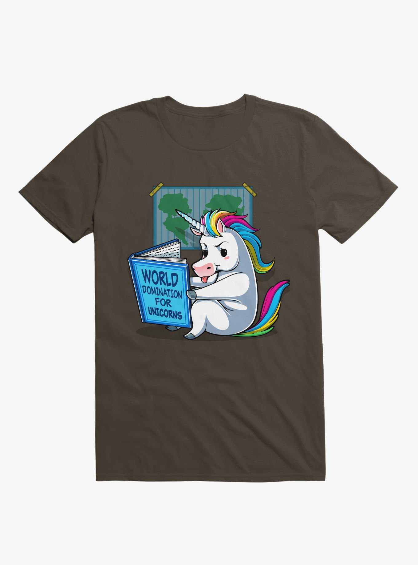 World Domination For Unicorns Brown T-Shirt, , hi-res
