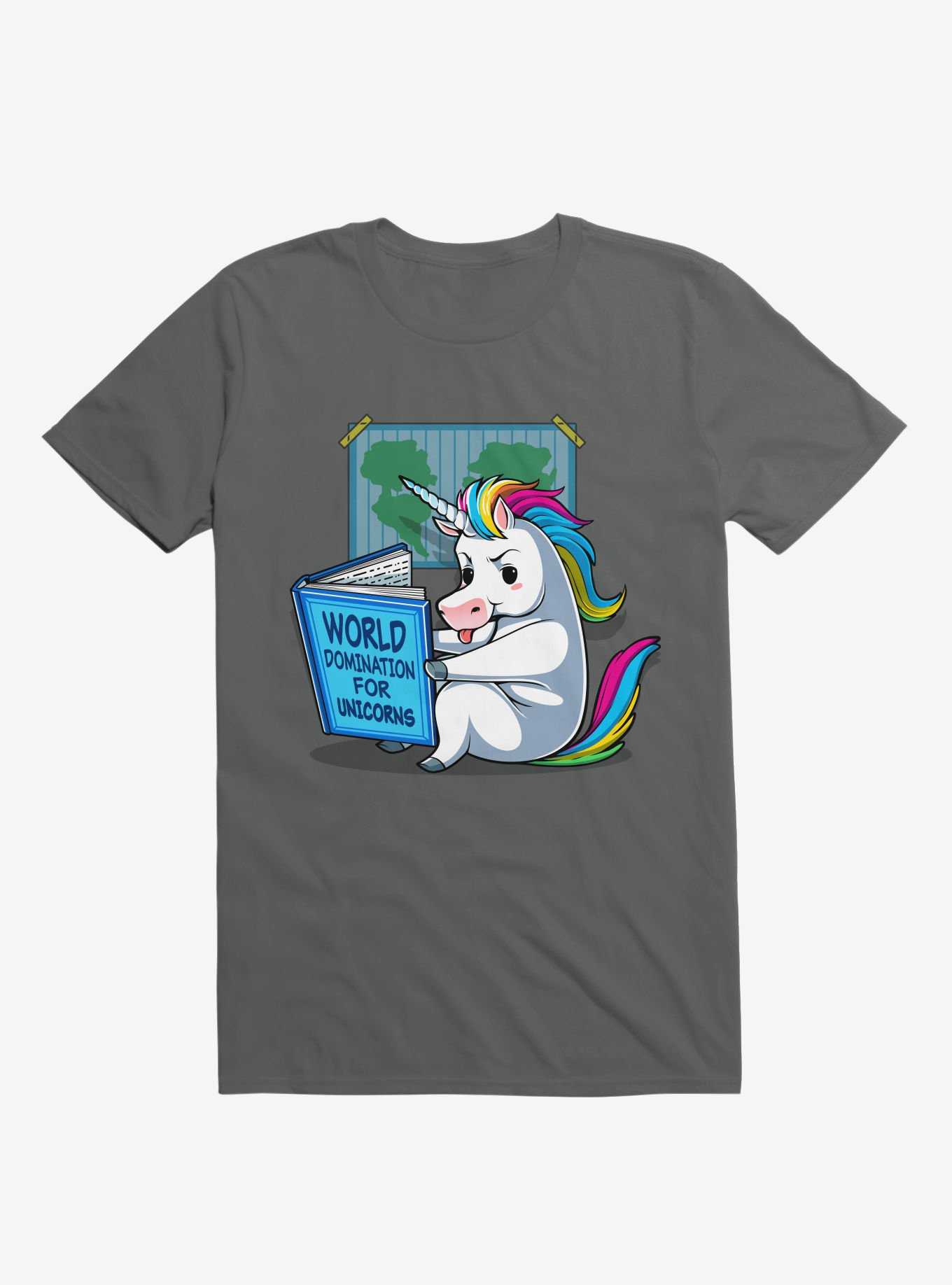 World Domination For Unicorns Charcoal Grey T-Shirt, , hi-res