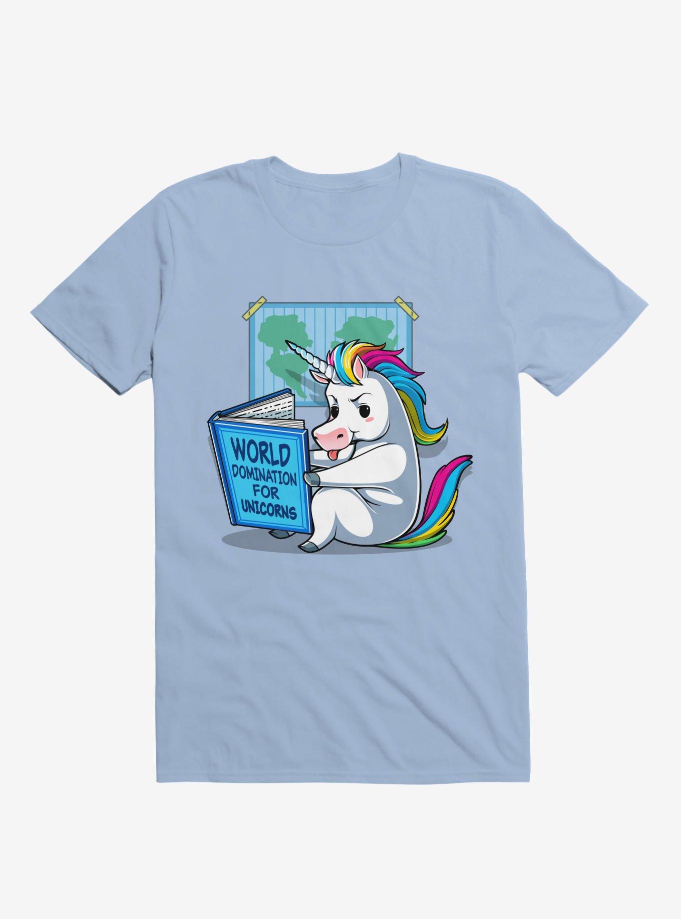 World Domination For Unicorns Light Blue T-Shirt, , hi-res