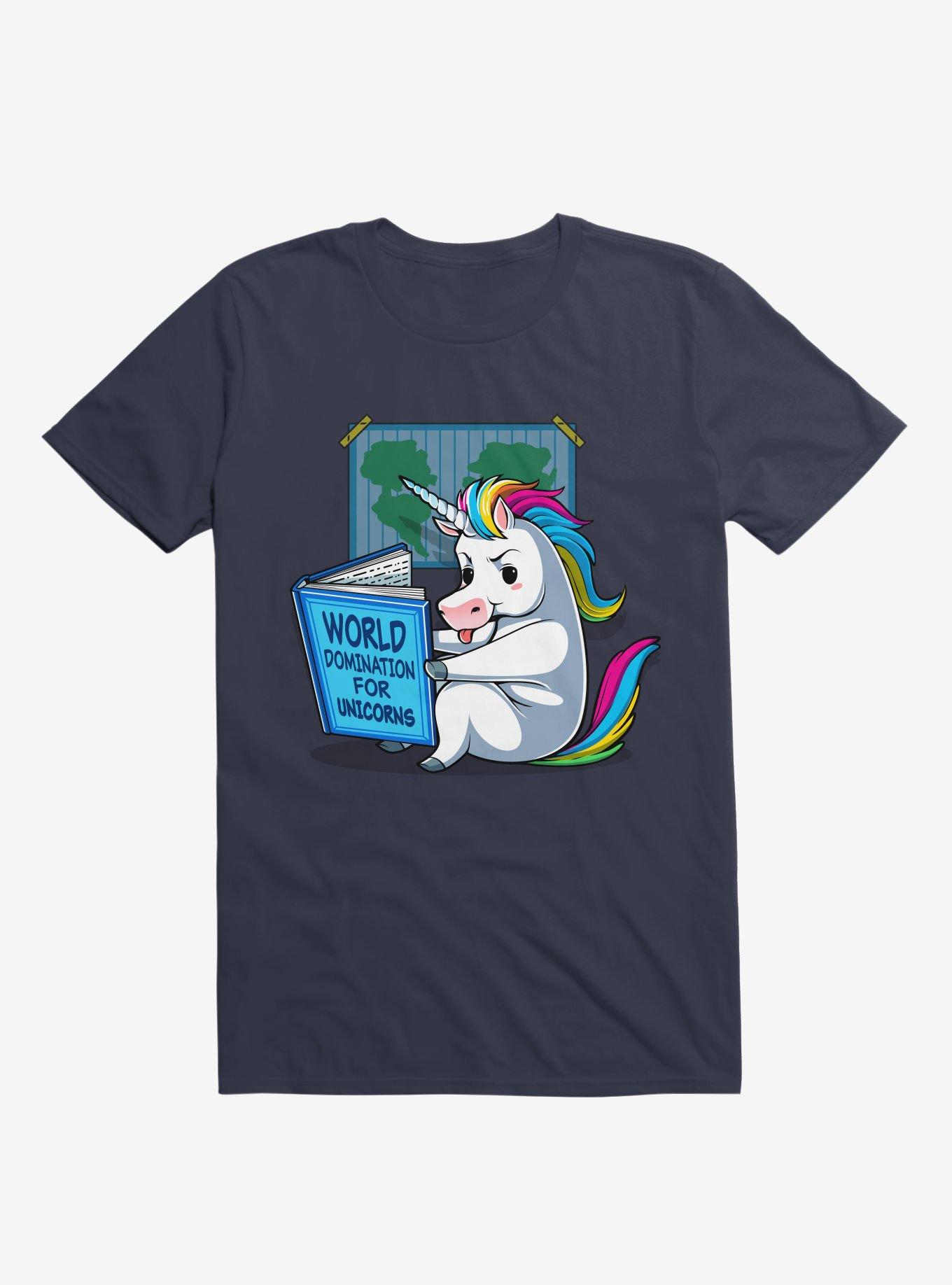 World Domination For Unicorns Navy Blue T-Shirt