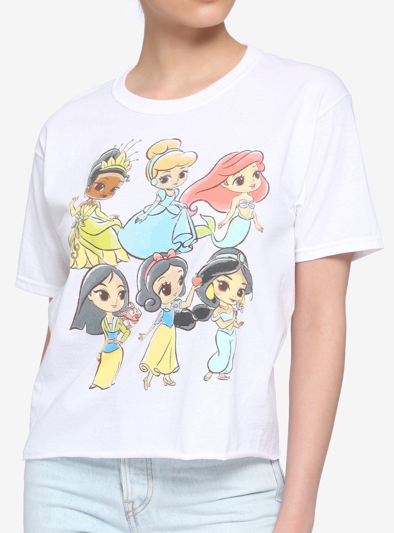 Disney Princesses Chibi Group Girls Crop T-Shirt, MULTI, hi-res