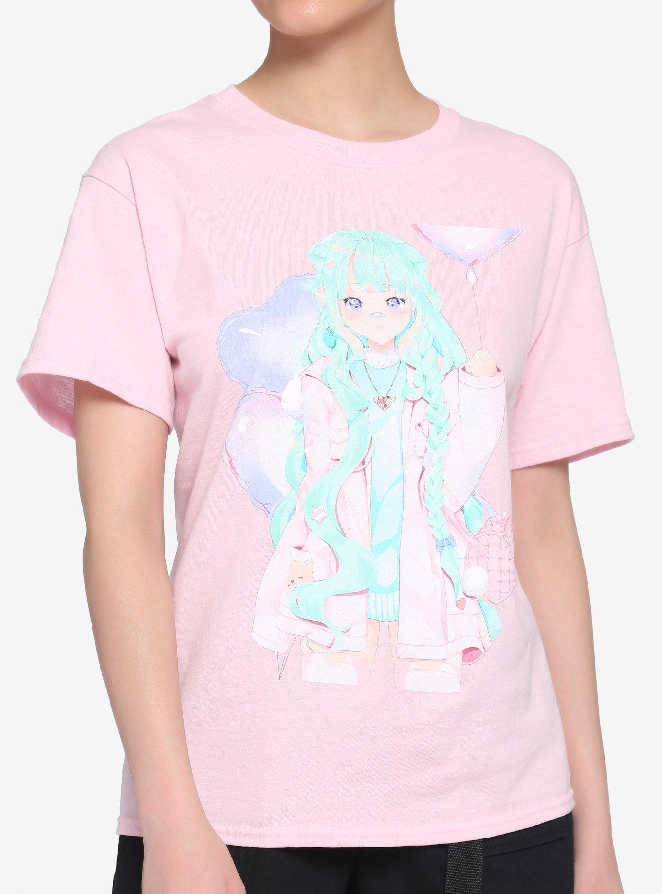 sato　sweet heart shirt12-18m Pastel Goth Anime Oversized T-shirt | Harajuku Streetwear