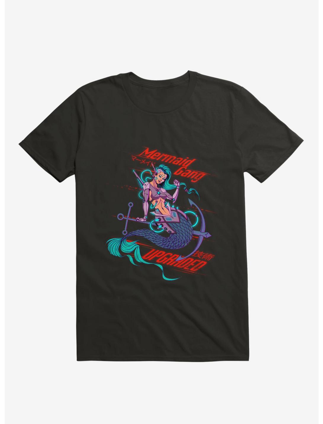 Cyberpunk Mermaid Black T-Shirt, BLACK, hi-res