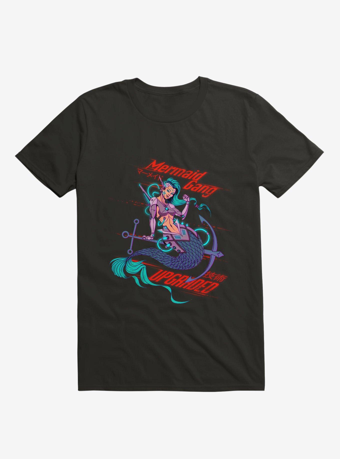 Cyberpunk Mermaid Black T-Shirt, , hi-res