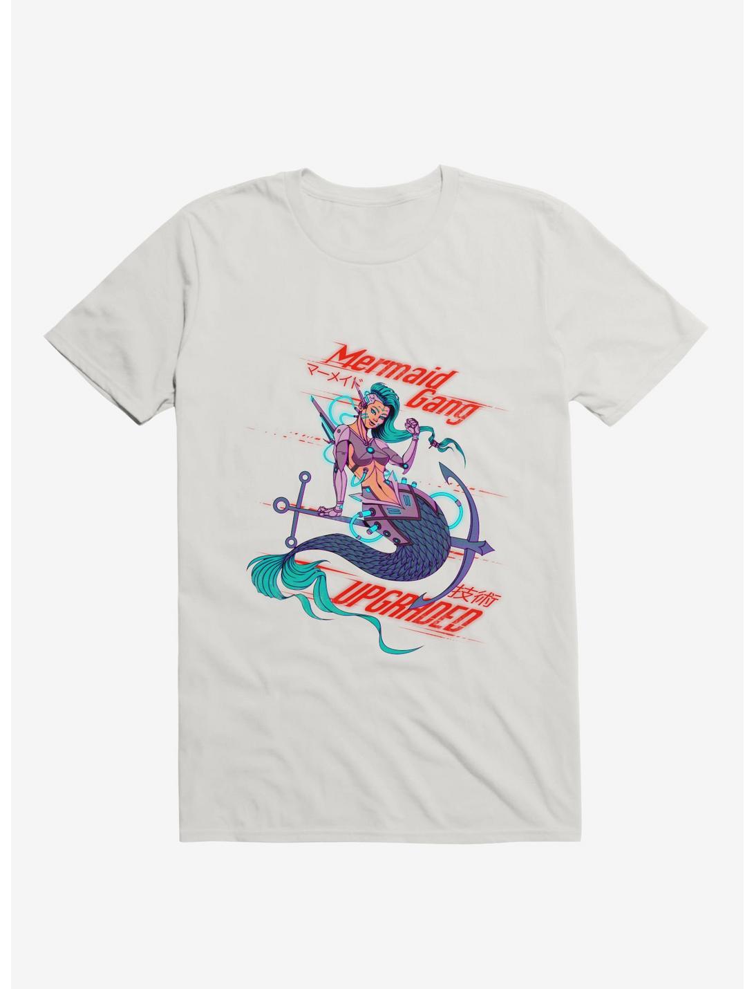 Cyberpunk Mermaid White T-Shirt, WHITE, hi-res