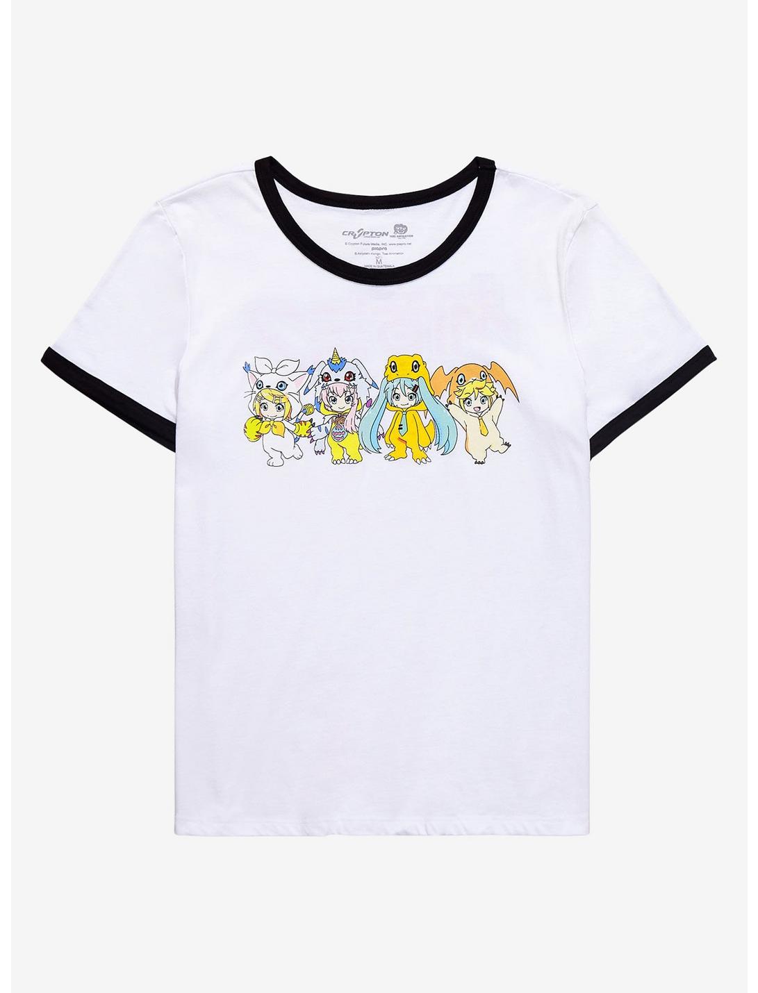 Hatsune Miku X Digimon Union Suit Girls Ringer T-Shirt, MULTI, hi-res