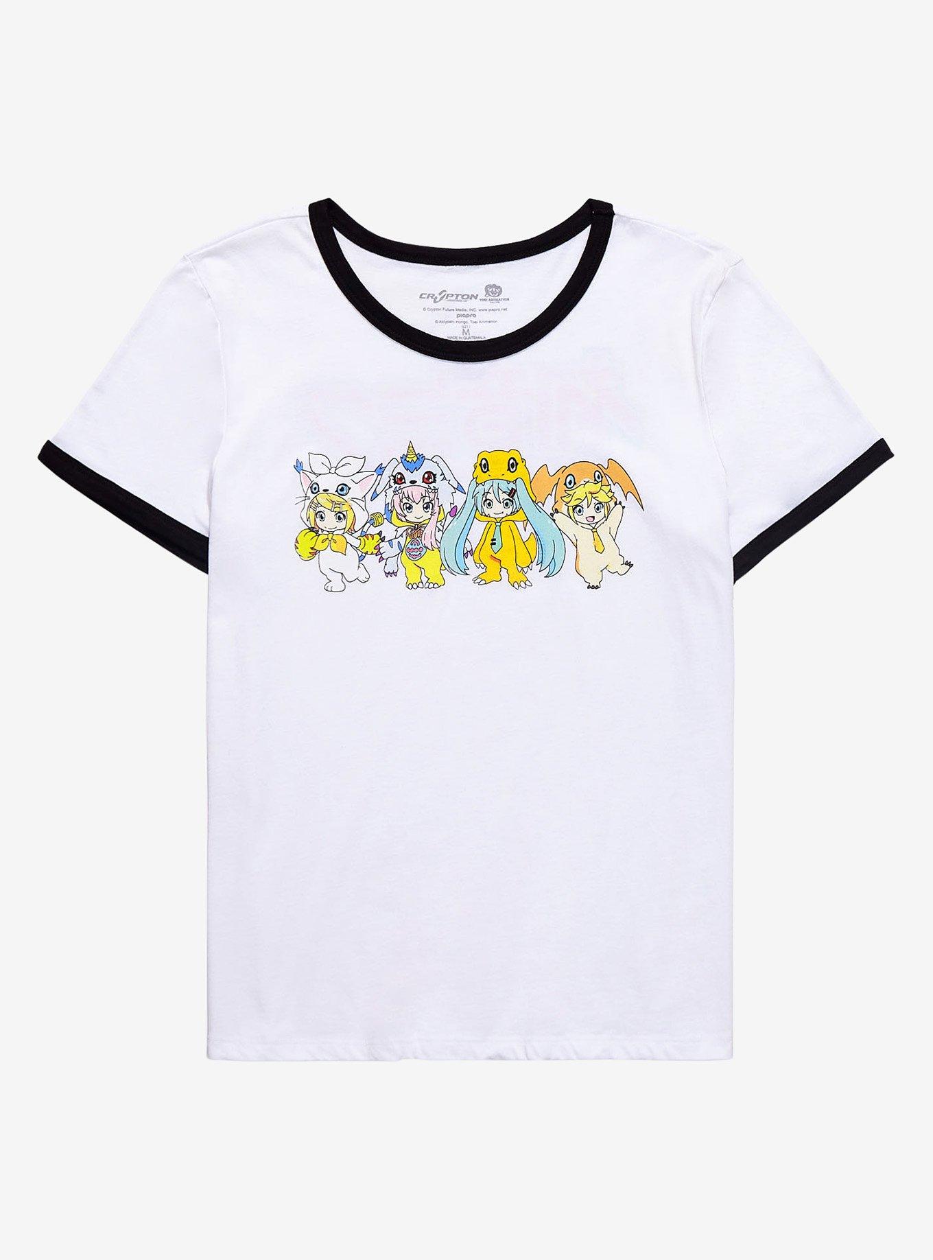 Hatsune Miku X Digimon Union Suit Girls Ringer T-Shirt | Hot