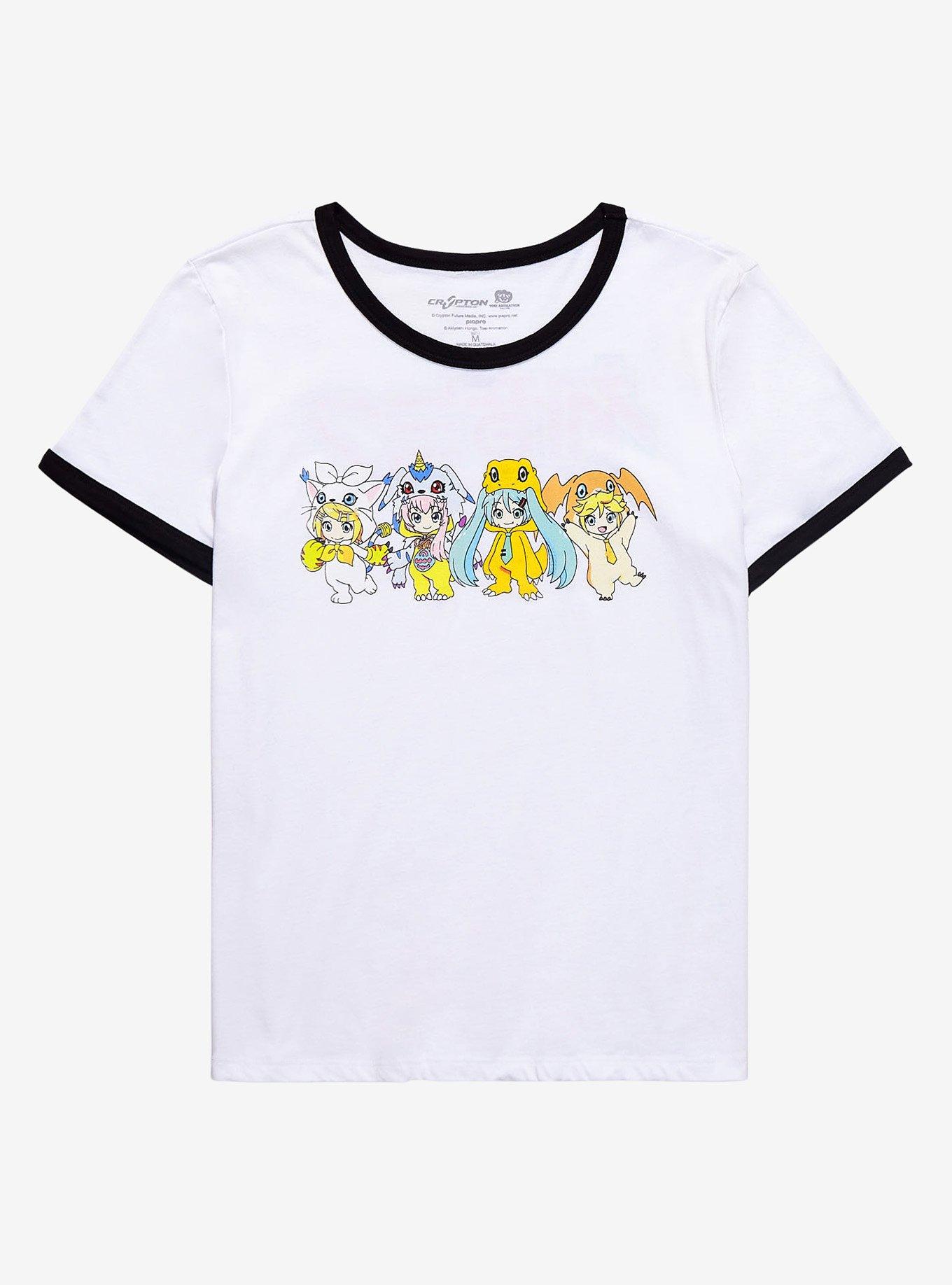 Hatsune Miku X Digimon Union Suit Girls Ringer T-Shirt, MULTI, hi-res