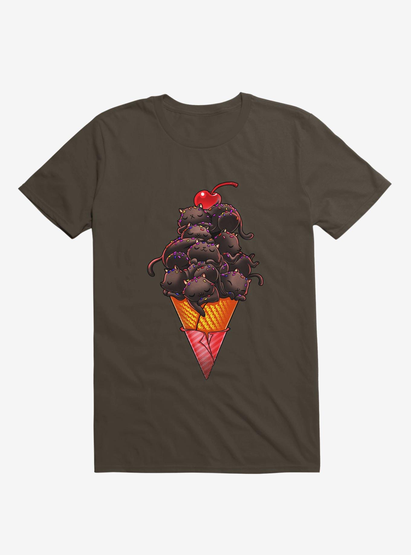 Cat Ice Cream Brown T-Shirt, , hi-res