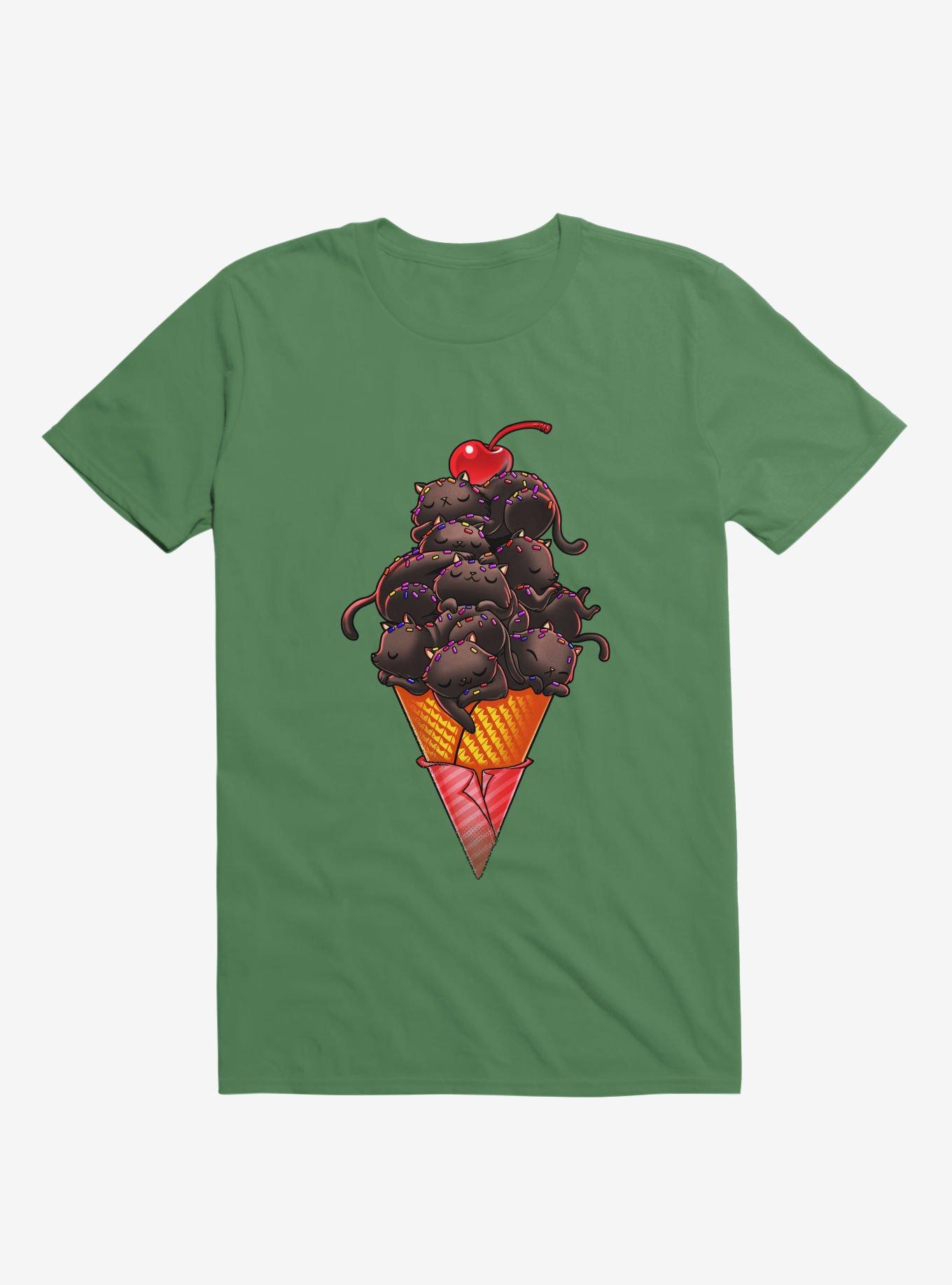 Cat Ice Cream Kelly Green T-Shirt, , hi-res