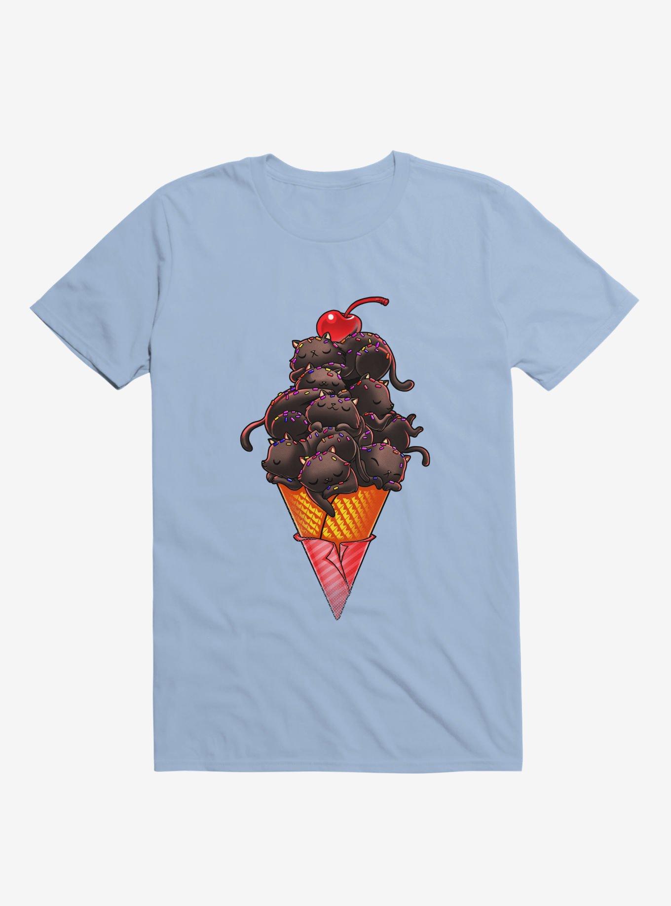 Cat Ice Cream Light Blue T-Shirt, , hi-res