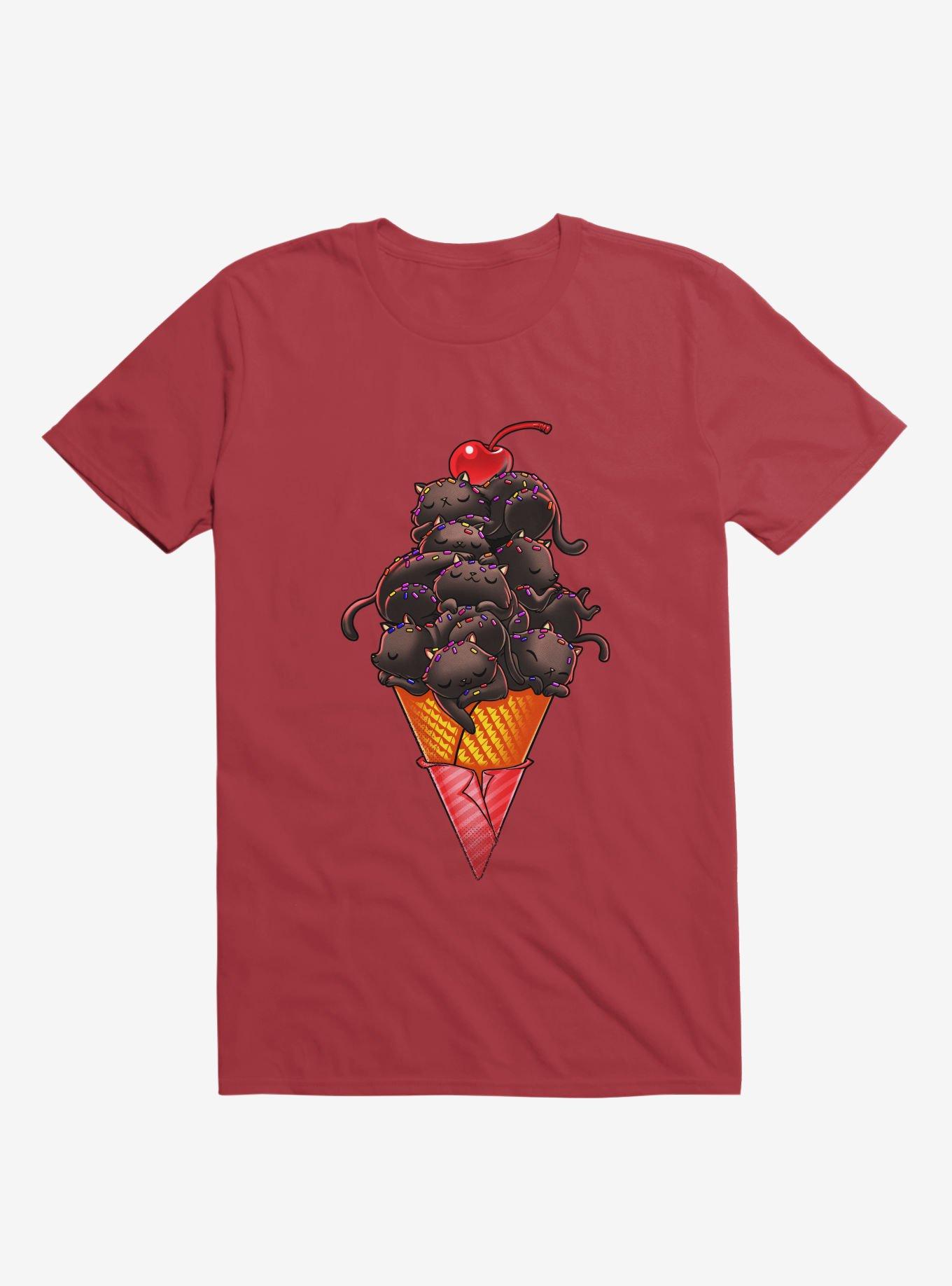 Cat Ice Cream Red T-Shirt, , hi-res