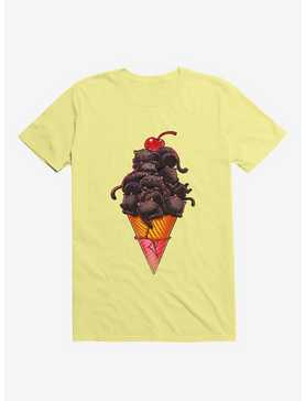 Cat Ice Cream Corn Silk Yellow T-Shirt, , hi-res