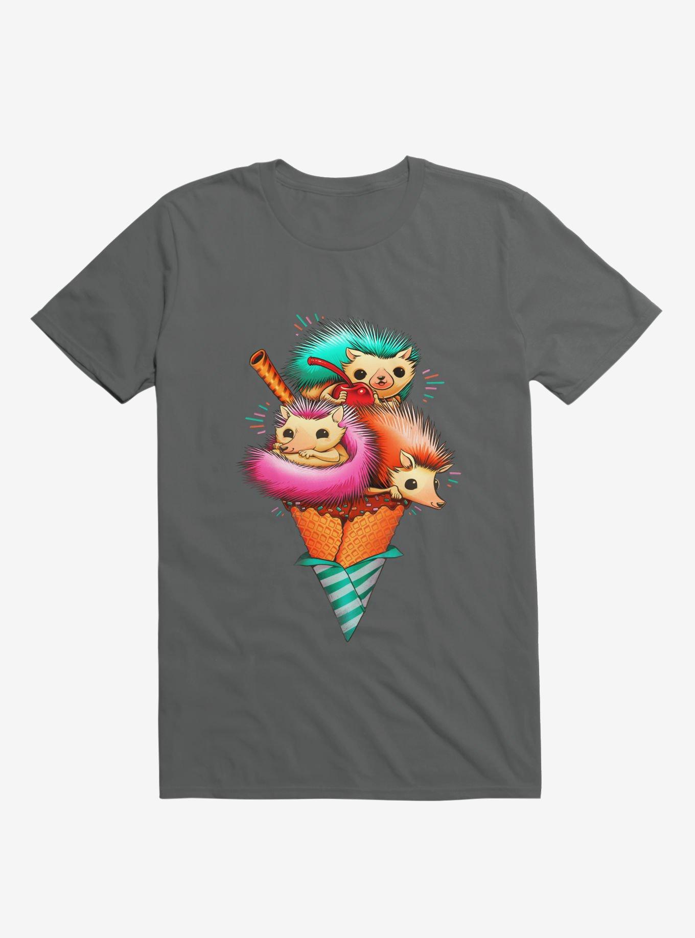 Hedgehog Ice Cream T-Shirt, CHARCOAL, hi-res