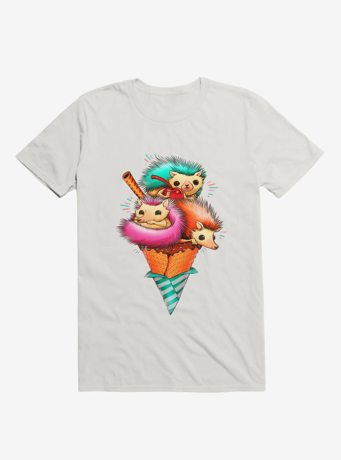 Hedgehog Ice Cream T-Shirt, WHITE, hi-res