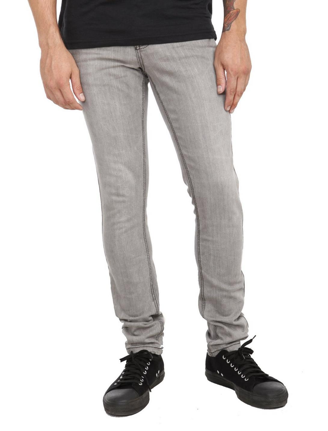 XXX RUDE Grey Vintage Skinny Jeans, LIGHT GRAY, hi-res
