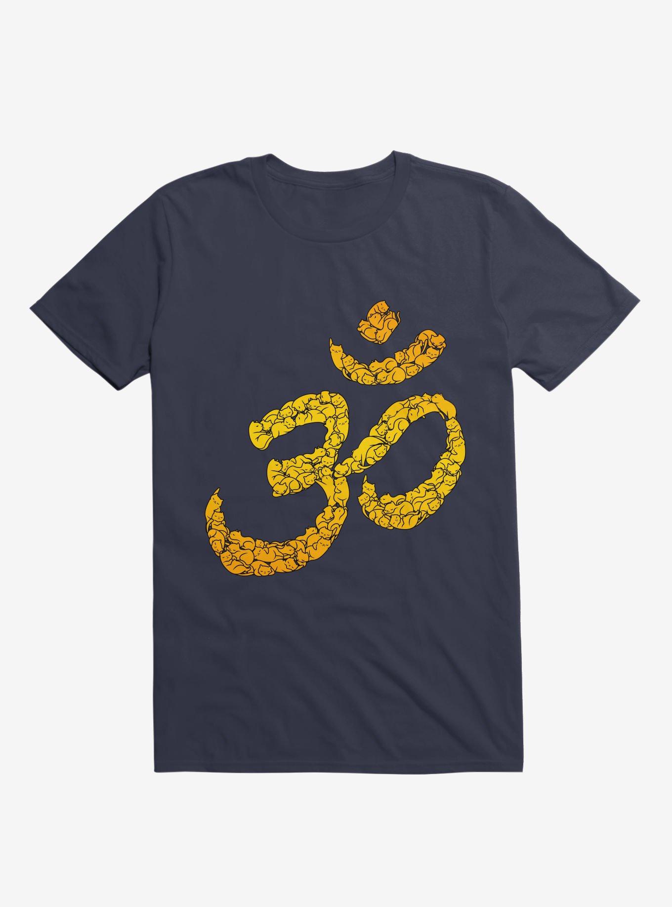 Om Cat T-Shirt, NAVY, hi-res