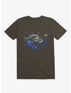 Starry Night Gravity Brown T-Shirt, , hi-res
