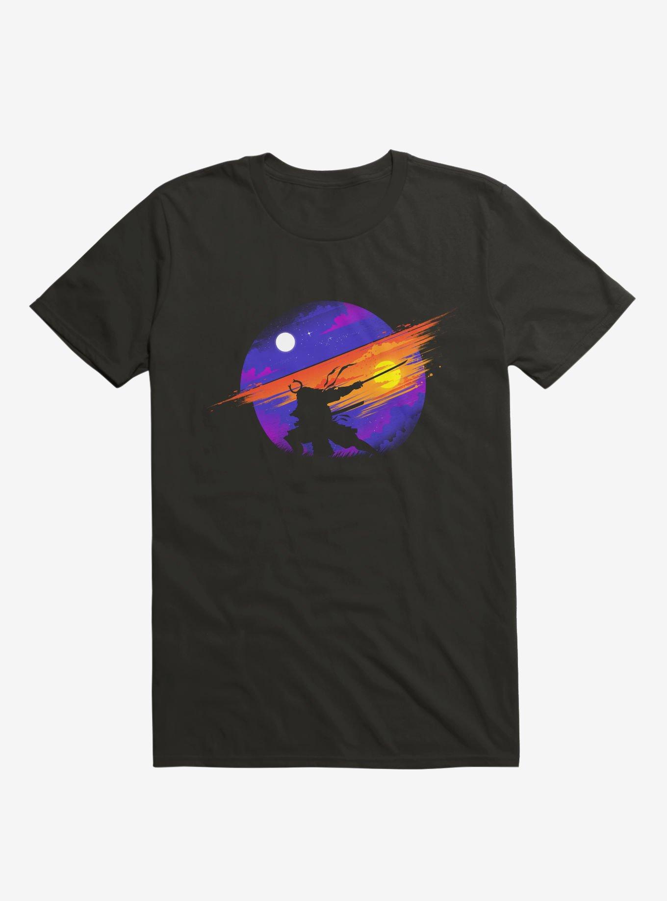 Sunset Samurai Black T-Shirt, BLACK, hi-res
