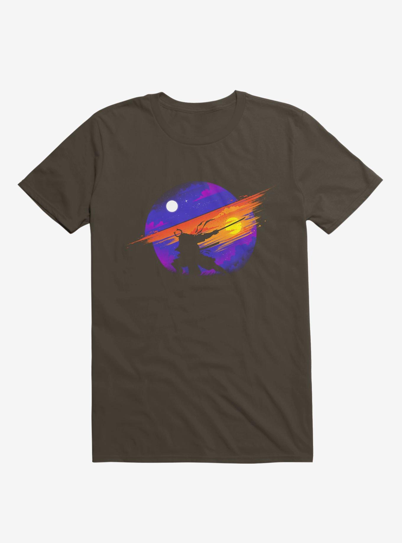 Sunset Samurai Brown T-Shirt, BROWN, hi-res