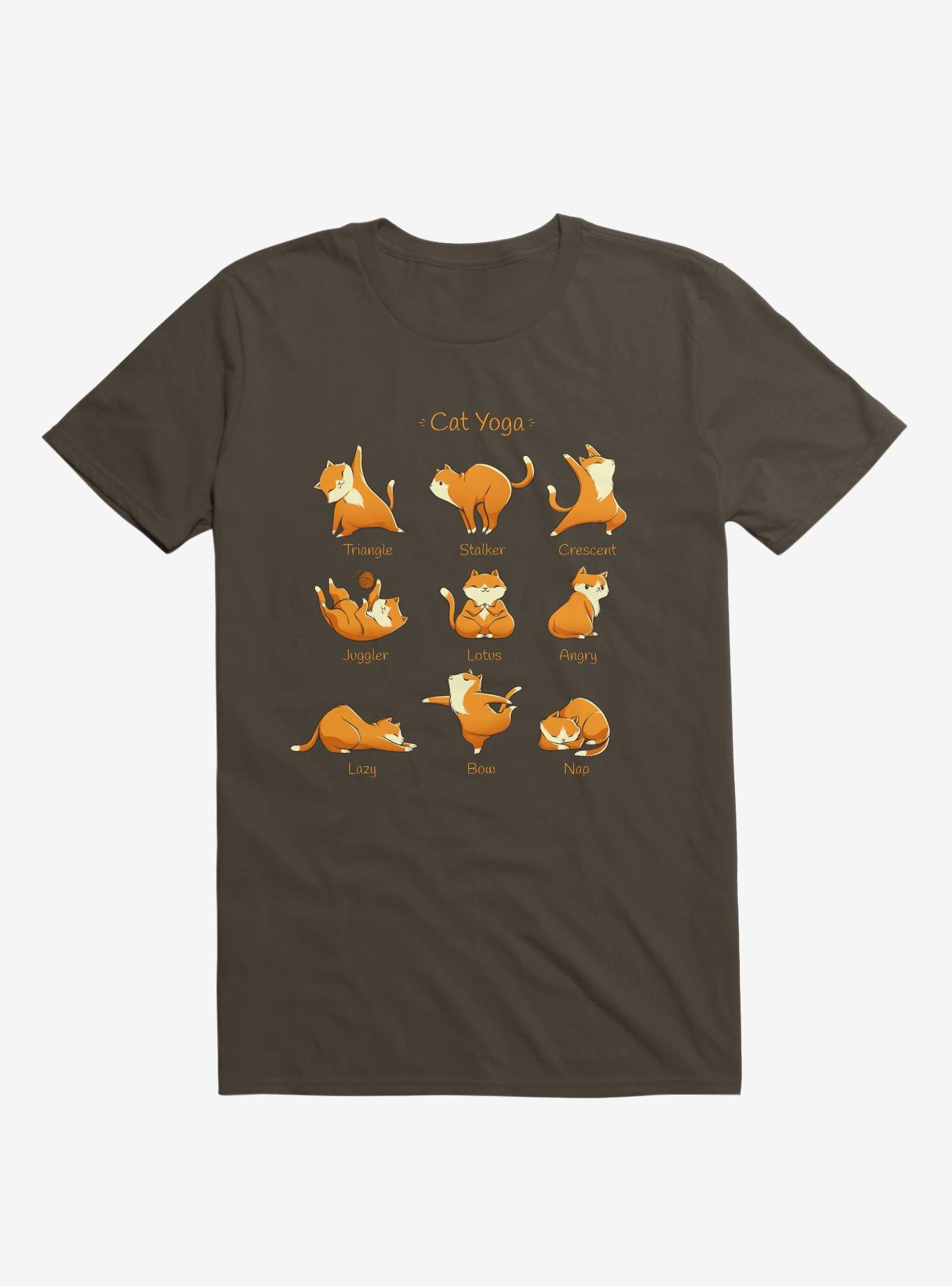 Yoga Cat Brown T-Shirt, , hi-res