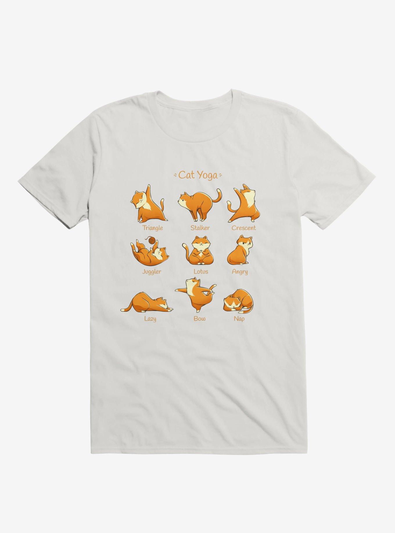 Yoga Cat White T-Shirt, , hi-res