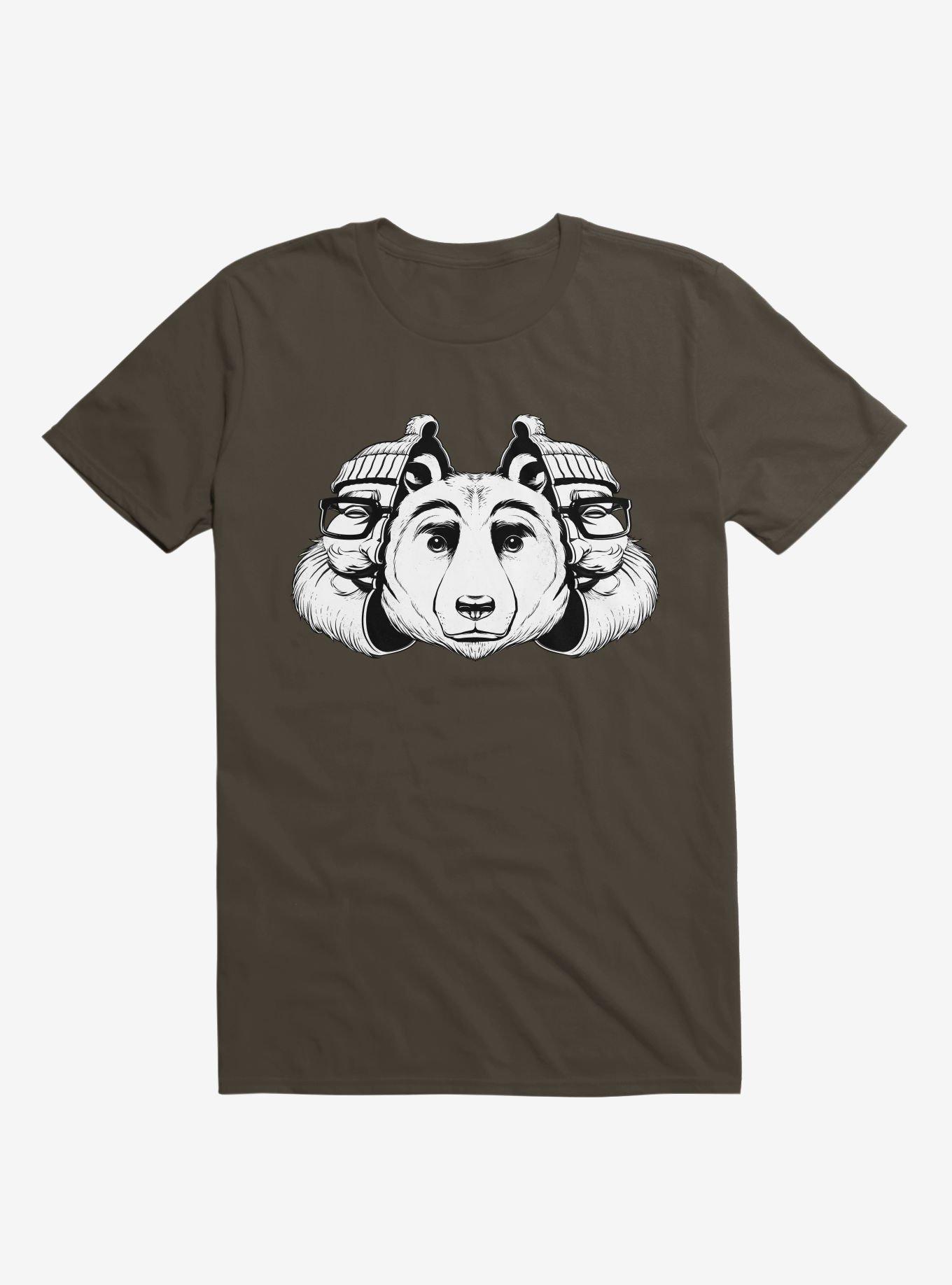 Bear Inside Black And White Brown T-Shirt, , hi-res