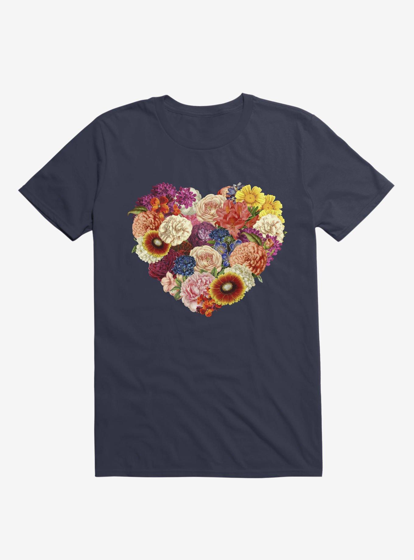 Blooming Love Navy Blue T-Shirt, , hi-res