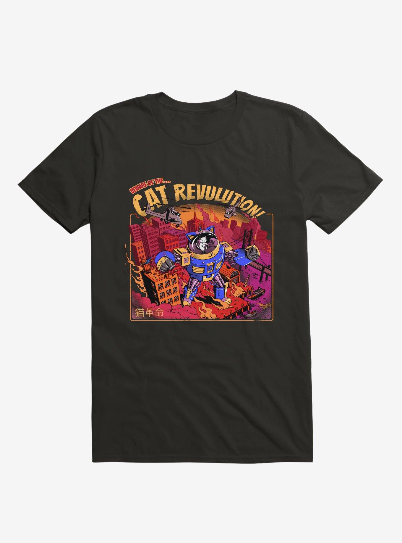 Cat Revolution Black T-Shirt, BLACK, hi-res