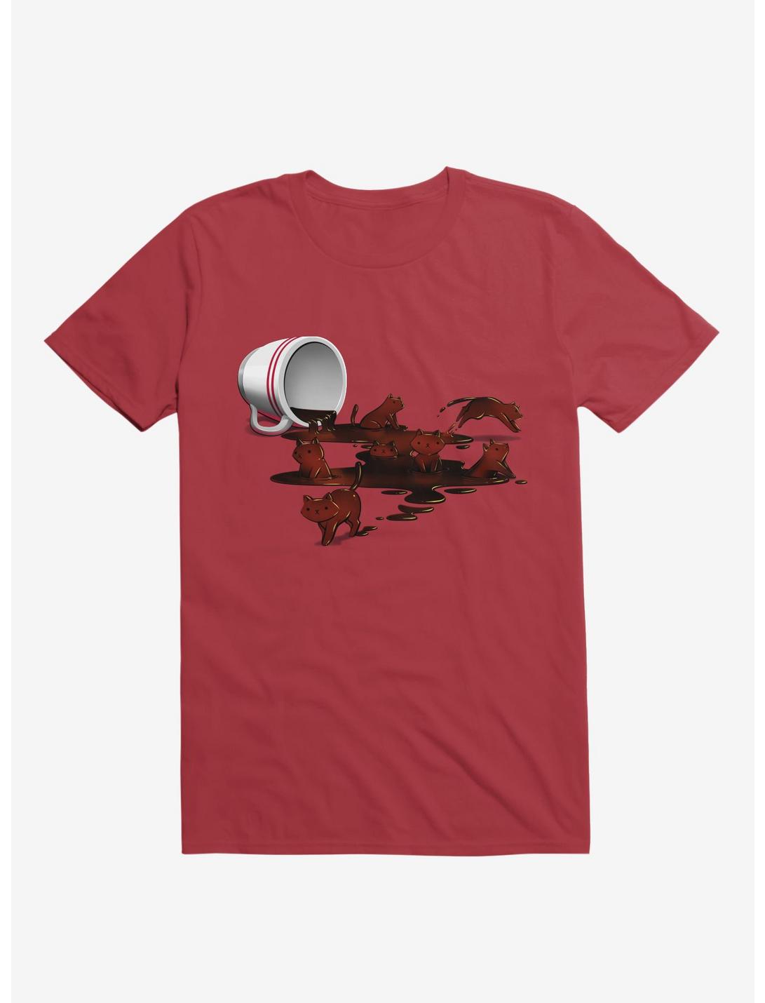 Coffee Cat Red T-Shirt, RED, hi-res