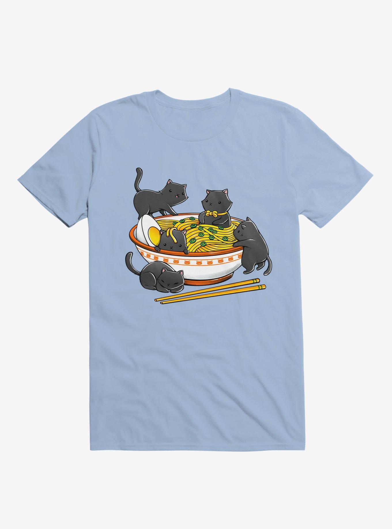 Kawaii Cat Ramen Noodles T-Shirt, LIGHT BLUE, hi-res