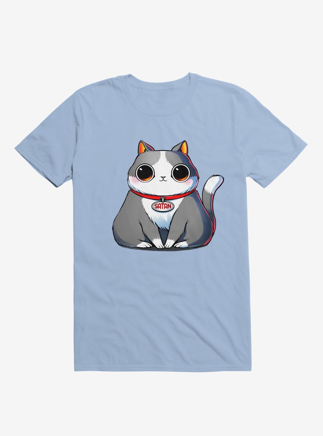 Satan Cat Light Blue T-Shirt, , hi-res