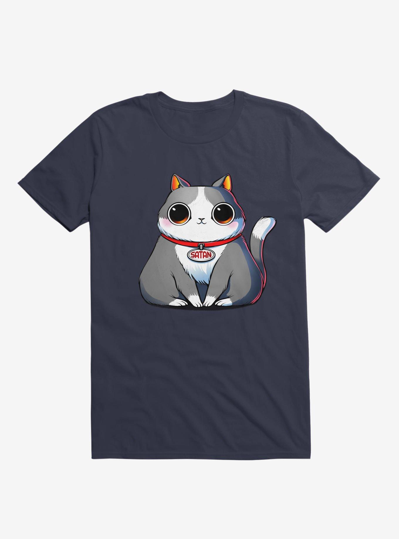 Satan Cat Navy Blue T-Shirt, , hi-res