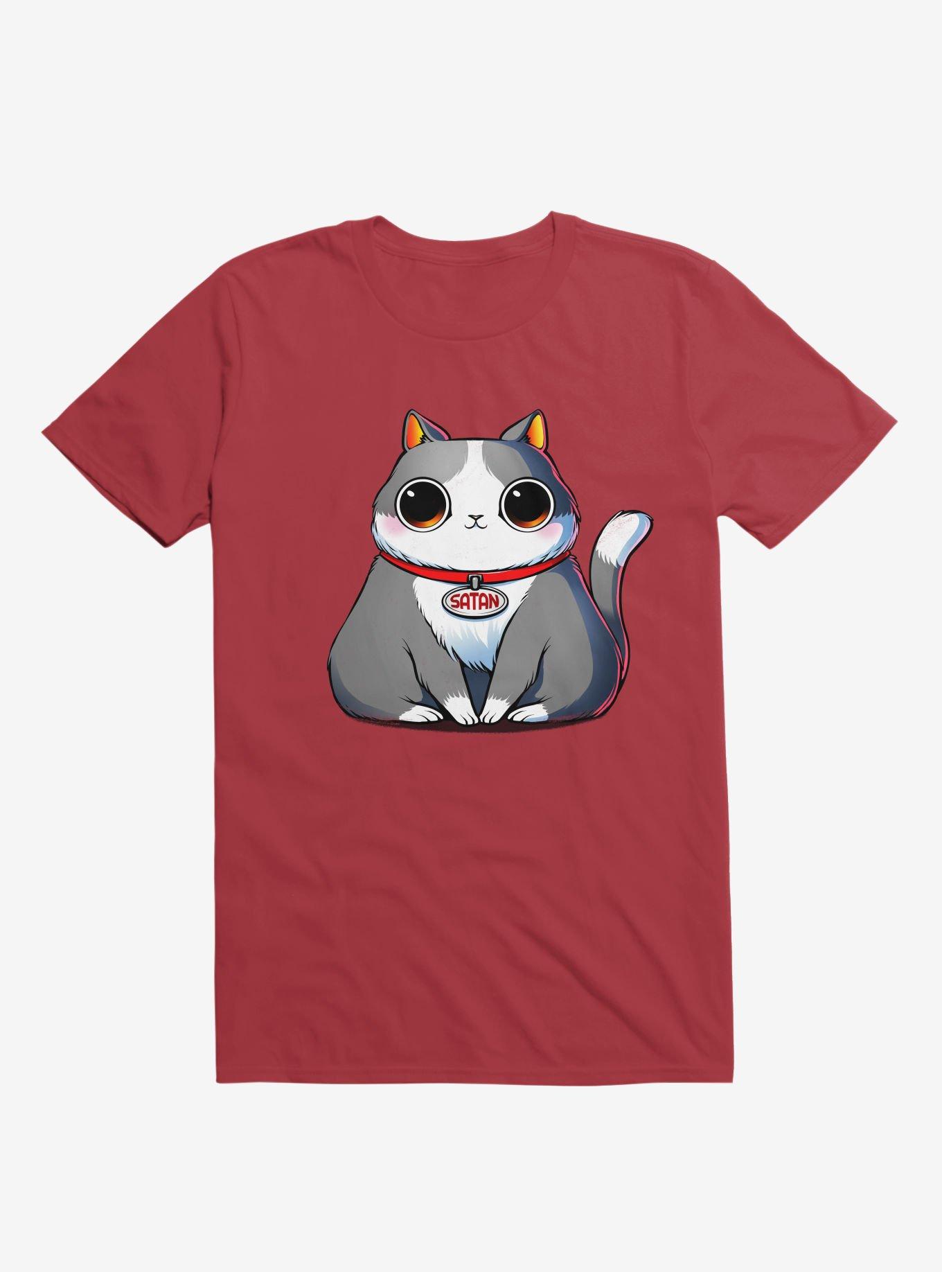 Satan Cat Red T-Shirt, RED, hi-res
