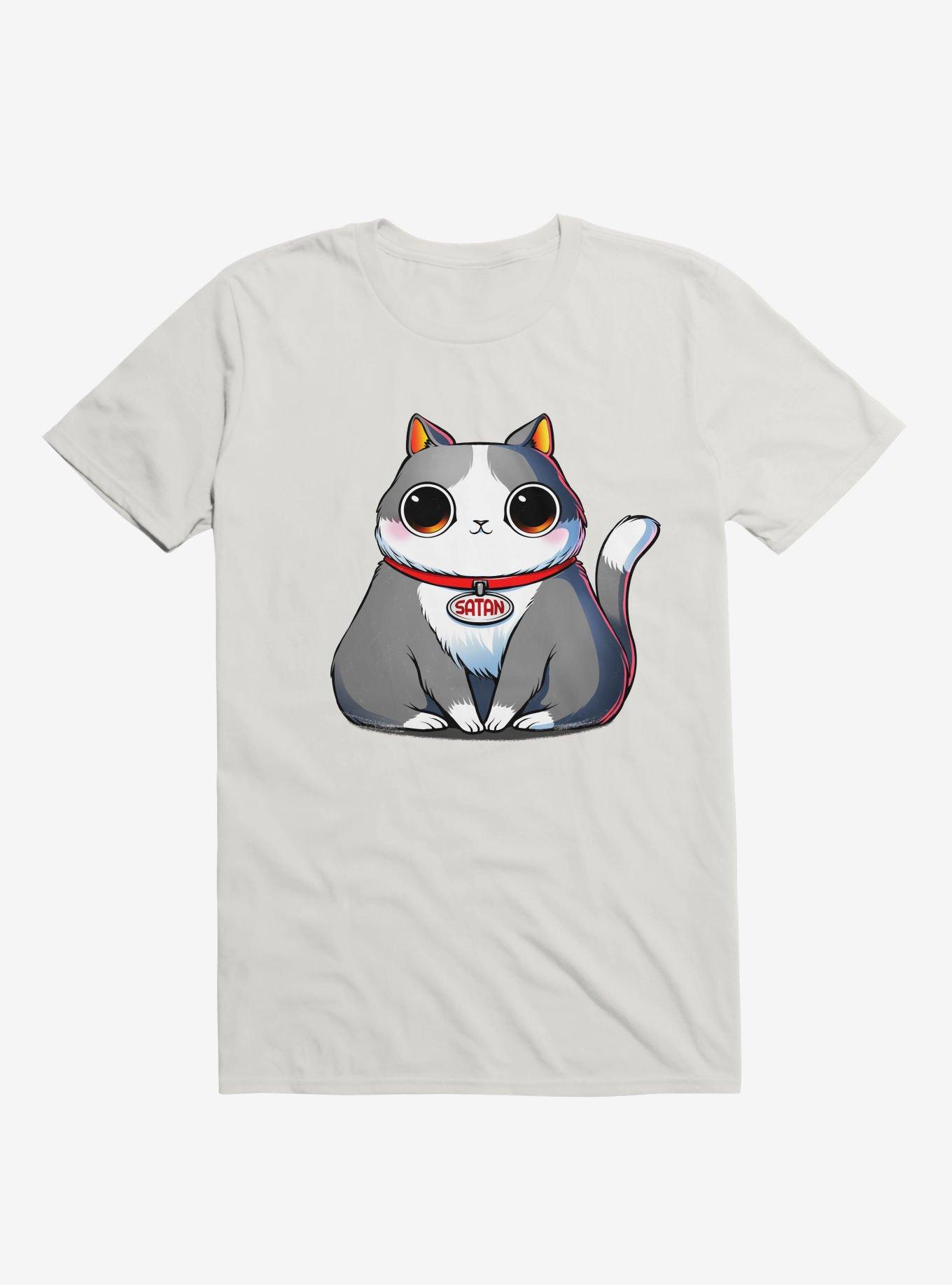 Satan Cat White T-Shirt, WHITE, hi-res