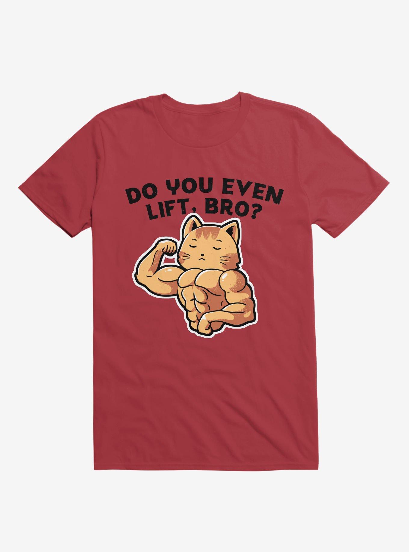 Do You Even Lift, Bro? Cat Red T-Shirt, , hi-res