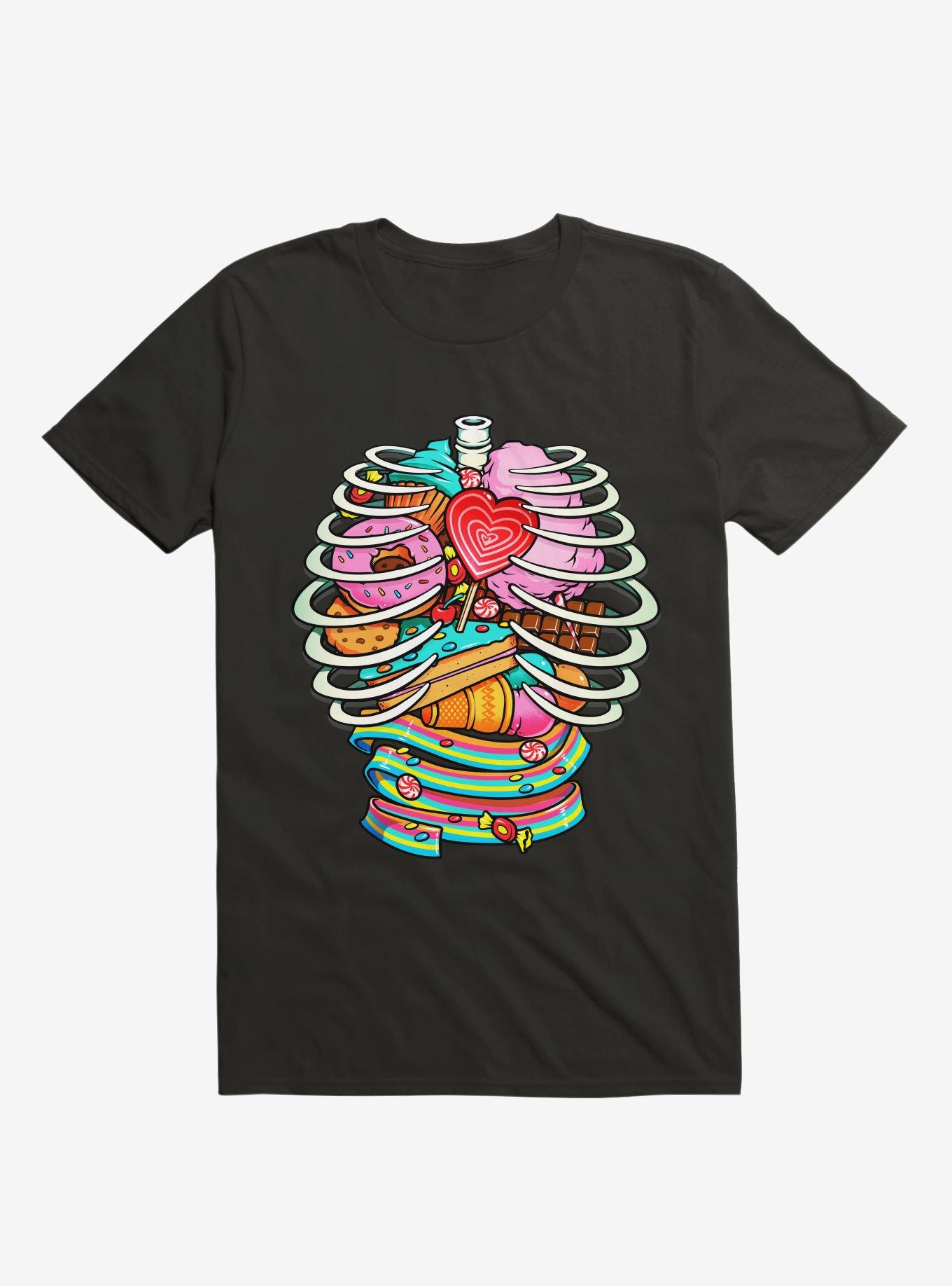 Unicorn Anatomy Sweet Inside Black T-Shirt, , hi-res