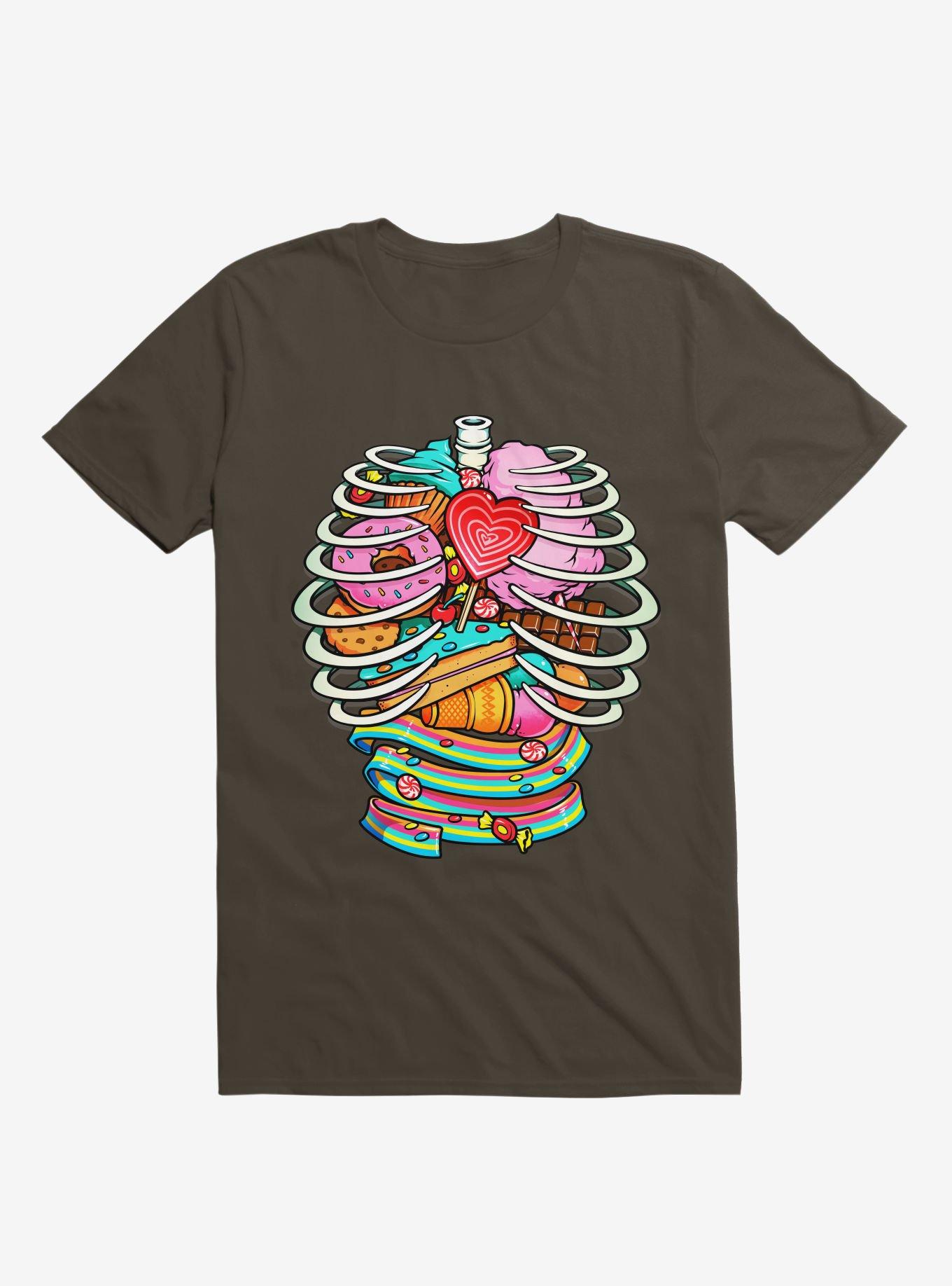 Unicorn Anatomy Sweet Inside Brown T-Shirt, , hi-res