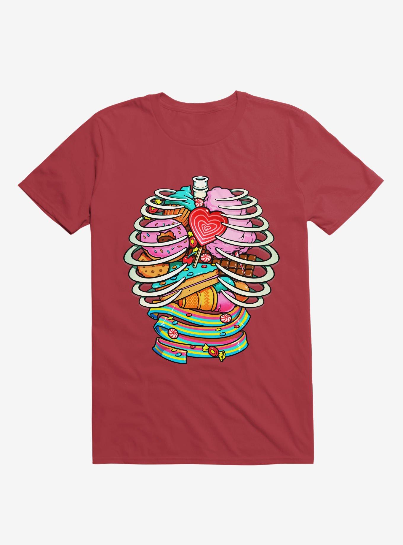 Unicorn Anatomy Sweet Inside Red T-Shirt, , hi-res