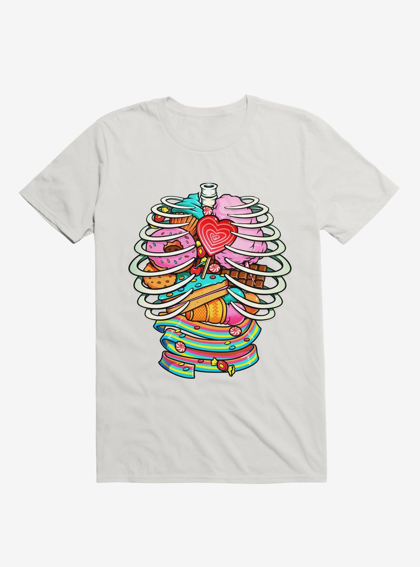 Unicorn Anatomy Sweet Inside White T-Shirt, , hi-res