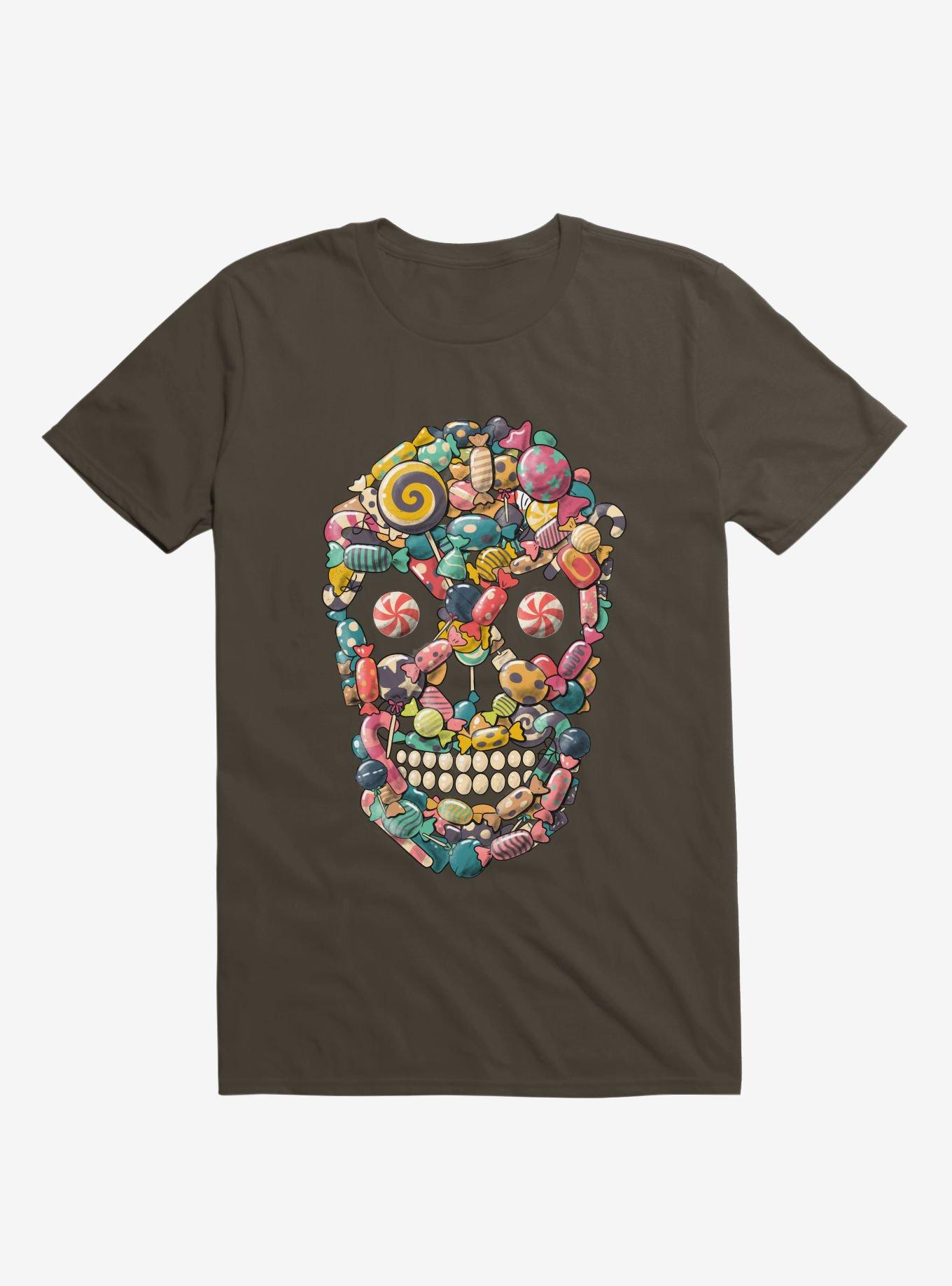 Candy Skull Brown T-Shirt, , hi-res