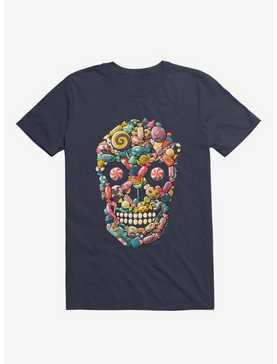 Candy Skull Navy Blue T-Shirt, , hi-res