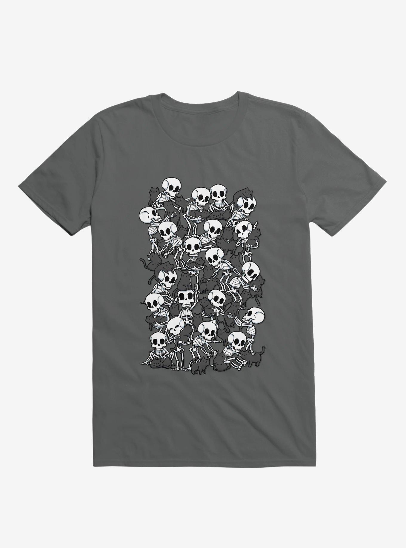 Cat Skull Party Charcoal Grey T-Shirt, , hi-res