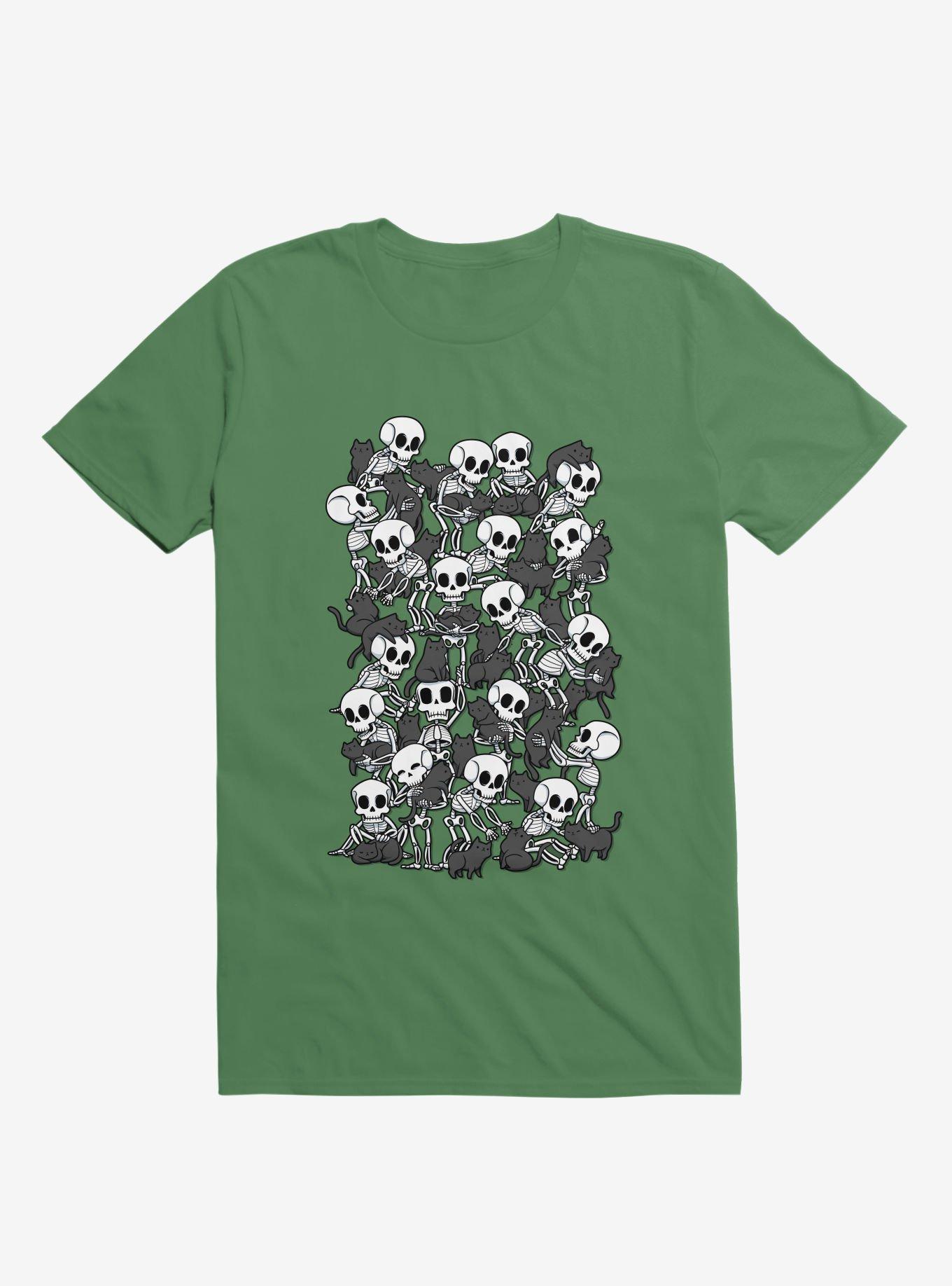 Cat Skull Party Kelly Green T-Shirt, KELLY GREEN, hi-res