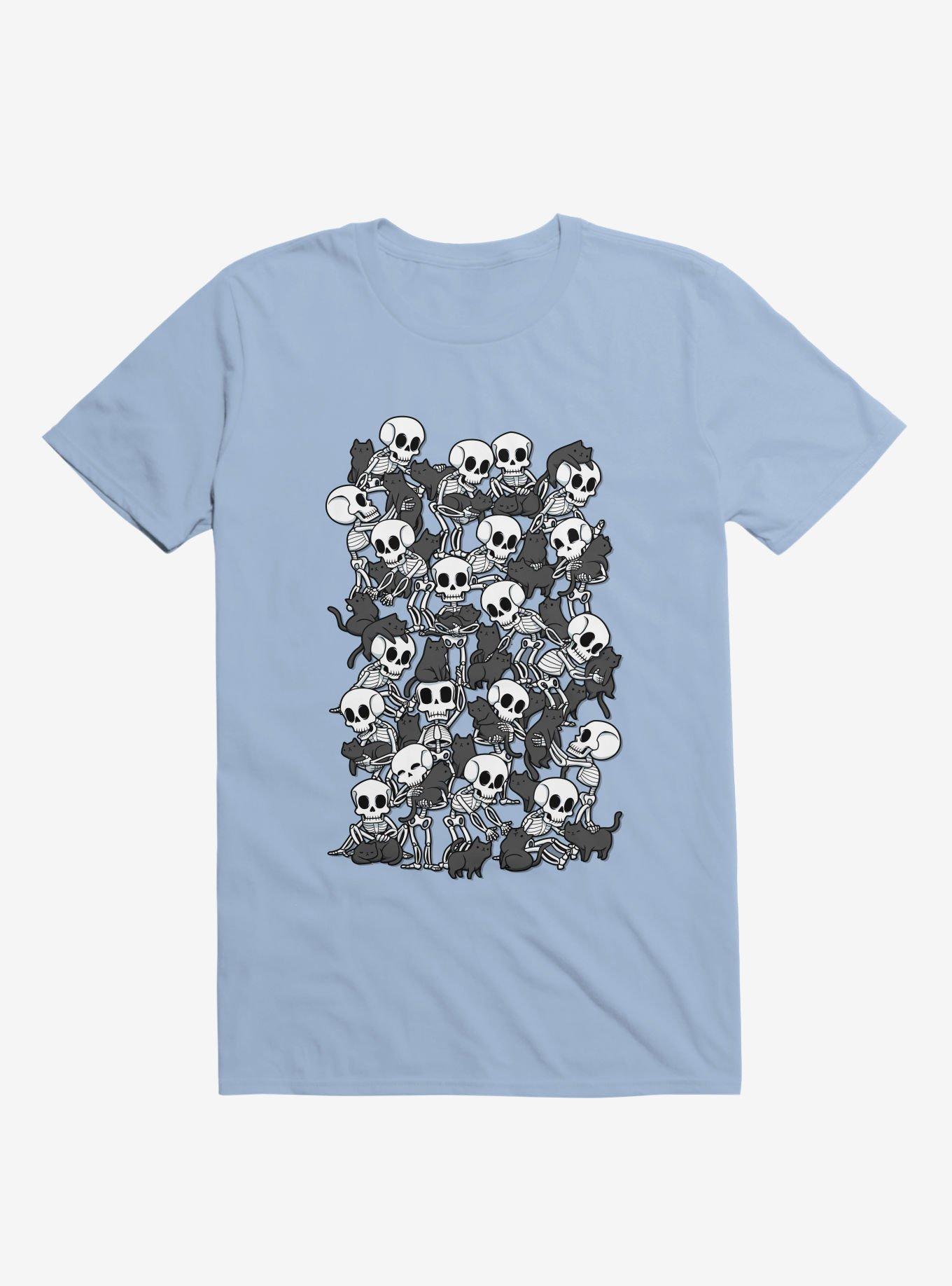 Cat Skull Party Light Blue T-Shirt