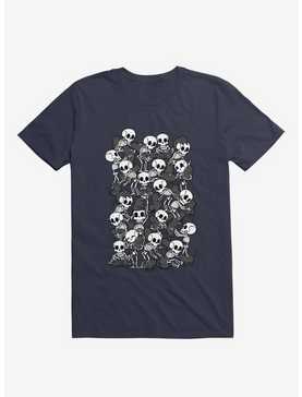 Cat Skull Party Navy Blue T-Shirt, , hi-res