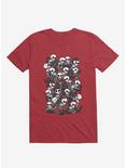 Cat Skull Party Red T-Shirt, RED, hi-res