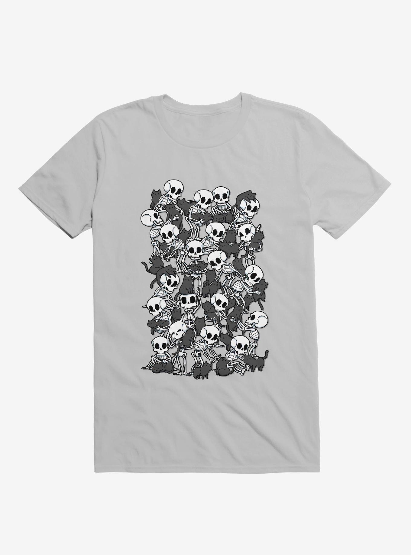 Cat Skull Party Ice Grey T-Shirt, , hi-res