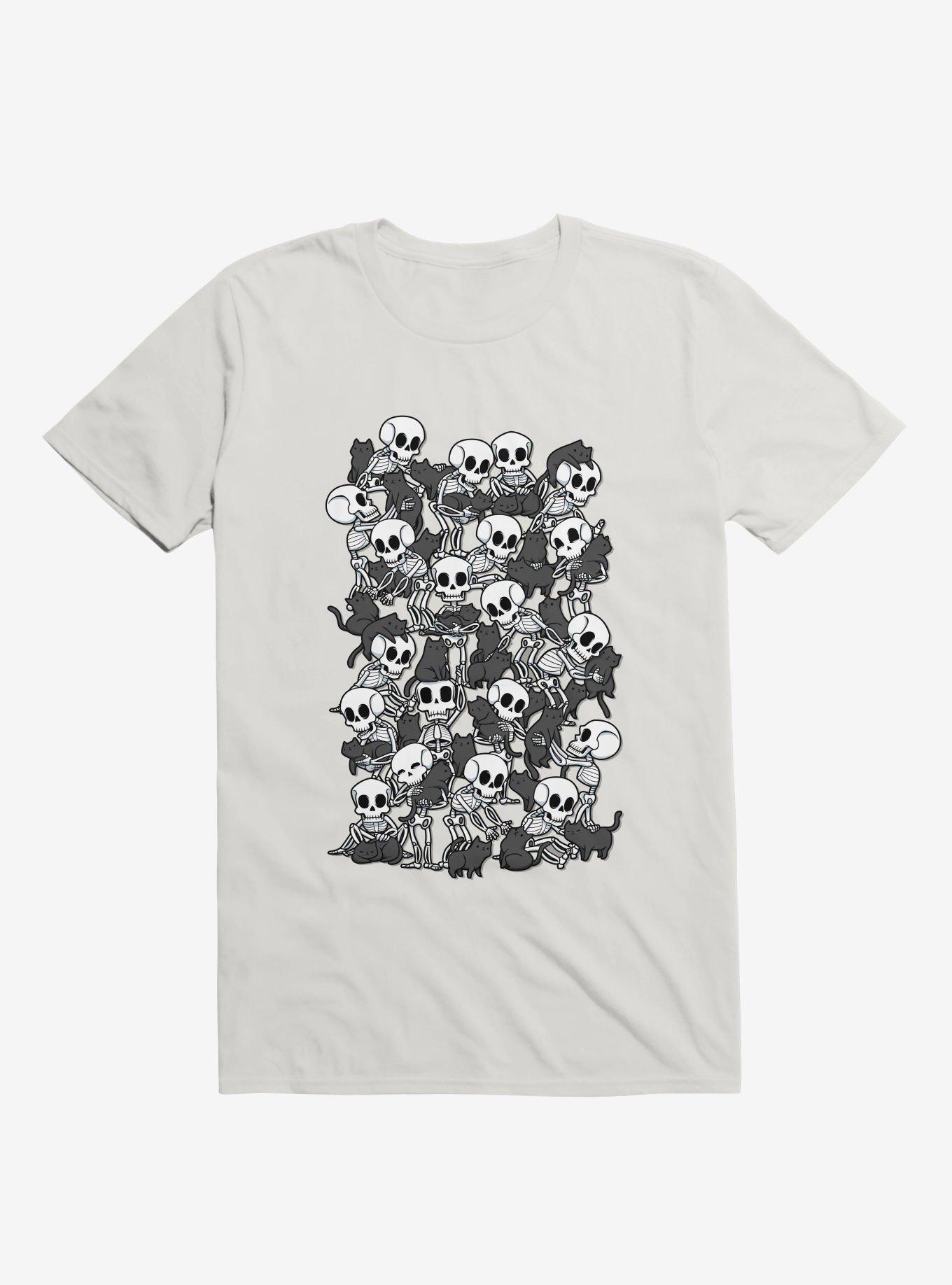 Cat Skull Party White T-Shirt, , hi-res